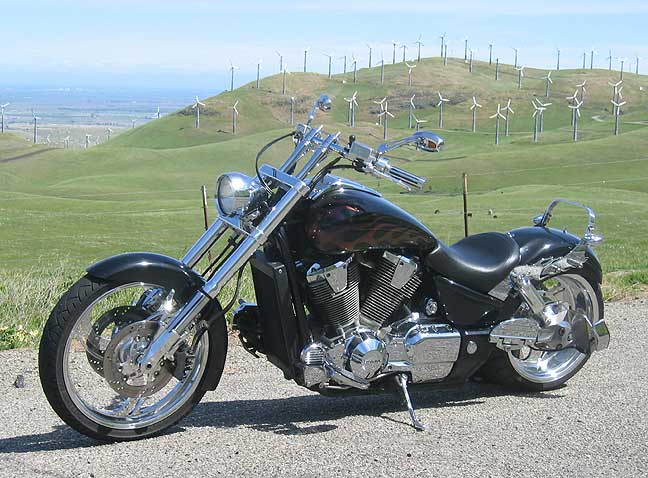 8 degree triple trees, 2" fork extensions, rear air suspension